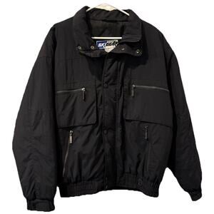 SKIGEAR -Nylon-Zippered & Snap Ski Jacket, Men's Large-Black